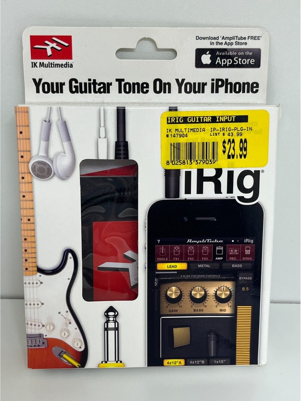 IK Multimedia iRig Guitar Interface IP-IRIG-PLG-IN for iPhone iPod iPad
